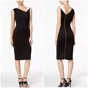 NWT CALVIN KLEIN Contrast-Collar Sheath Dress Size 2
